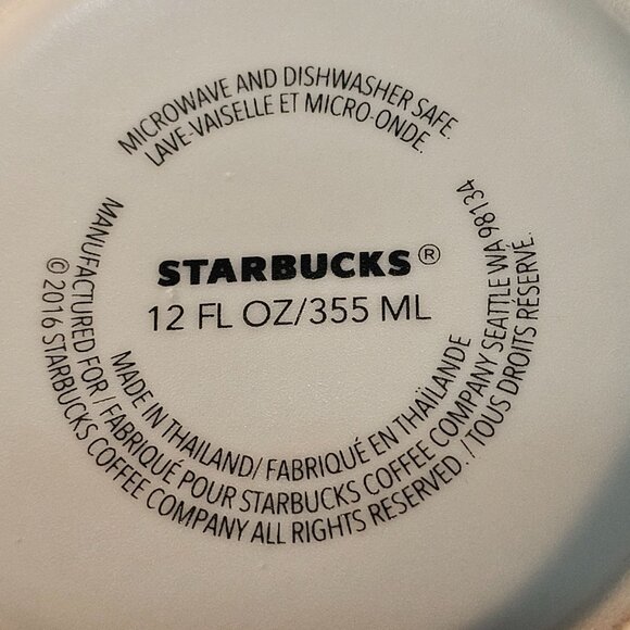 Set of 2 Starbucks 2016 Blue Floral PomPom Matte Stoneware Coffee Mug Cup FLAWS - Picture 5 of 8